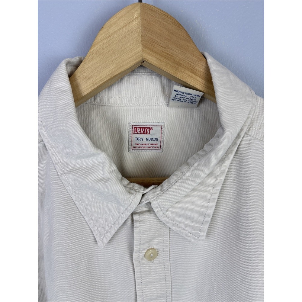 Vintage Levi's Dry Goods Short Sleeve Shirt Size XL Tan Work Shirt Workwear 70s